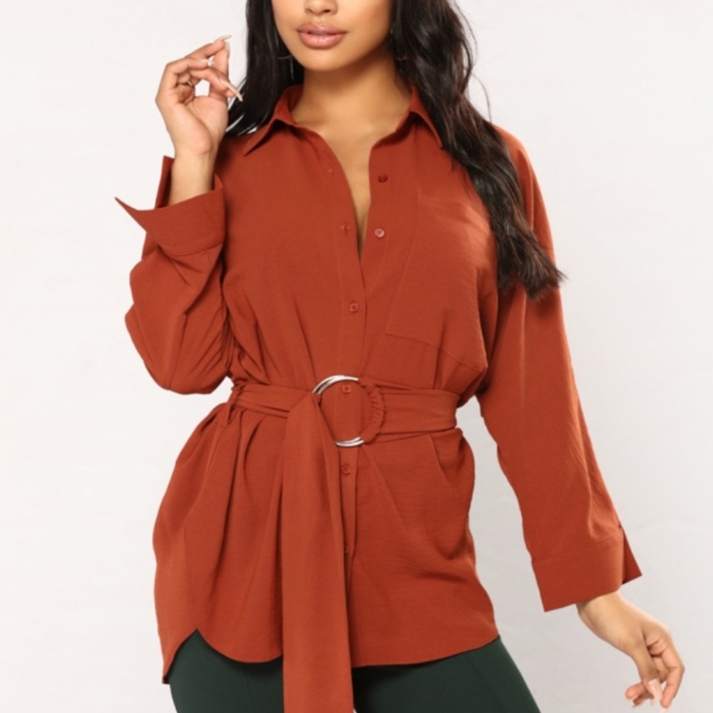 Fashion Nova Button Down Tunic Blouse